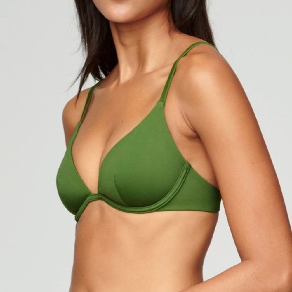 CUUP plunge swimsuit top in seaweed